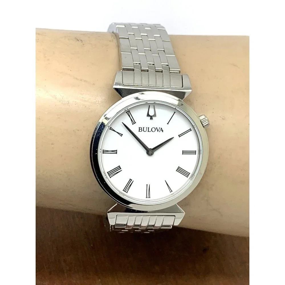 Bulova Women's Watch 96L275 Quartz White Dial Roman Numeral Stainless Steel 30mm